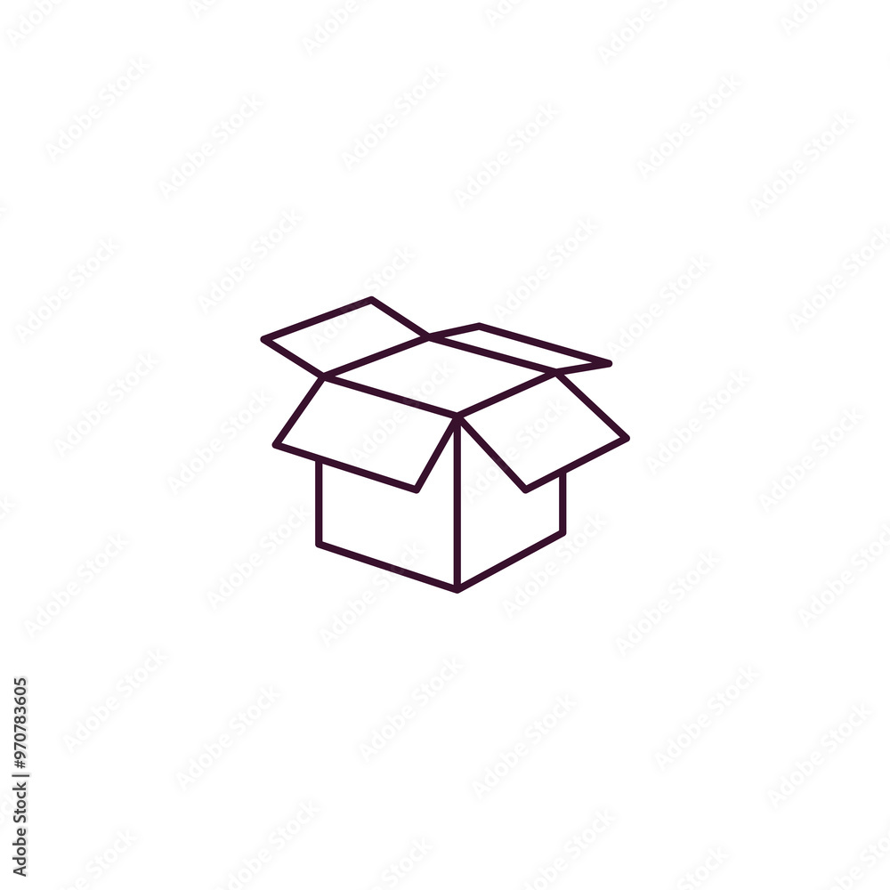 Poster open black box outline icon. linear vector from tools concept. thin line open black box icon isolate