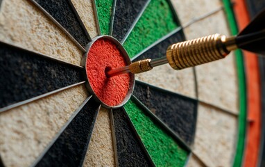 How does the image of a dart hitting a bullseye symbolize focus and precision in achieving personal or professional goals