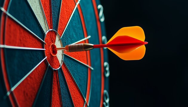 How does the image of a dart hitting a bullseye symbolize focus and precision in achieving personal or professional goals