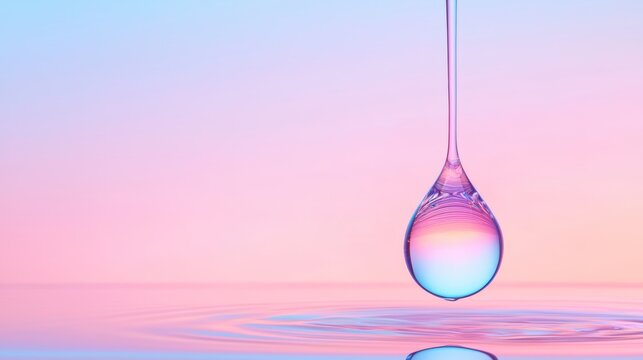 How does the image of a glowing droplet represent the idea of radiance and luminosity, key qualities sought after in skincare