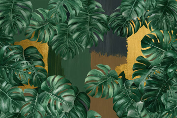 Fototapeta premium Background of monstera leaves