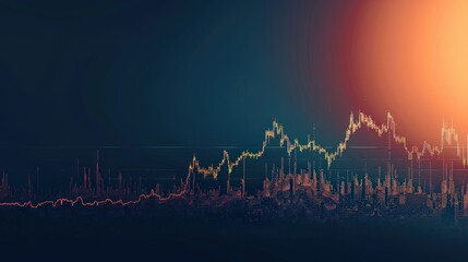 Obraz premium Elegant cryptocurrency price chart with a clear section for overlaying financial commentary or headlines