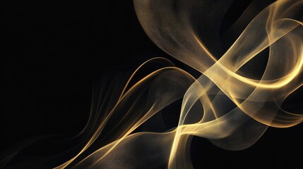 A powerful abstract design featuring flowing gold lines against a solid black background, representing opulence.