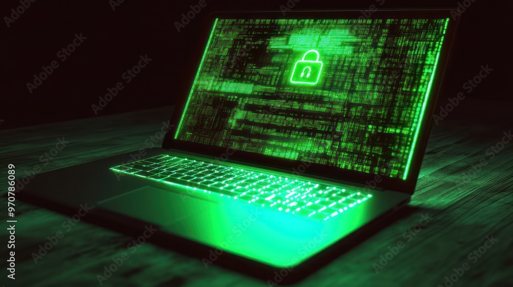 Poster cybersecurity, data protection, digital security, secure data, data encryption, online security, int