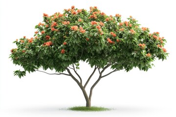 Fototapeta premium Tropical plant flower bush tree isolated on white background with clipping path