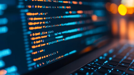 Obraz premium abstract digital computer technology business background. Data Analysis and Access to Digital Data, Digital Cyberspace with Particles and Digital Data Network Connections. Selective focus