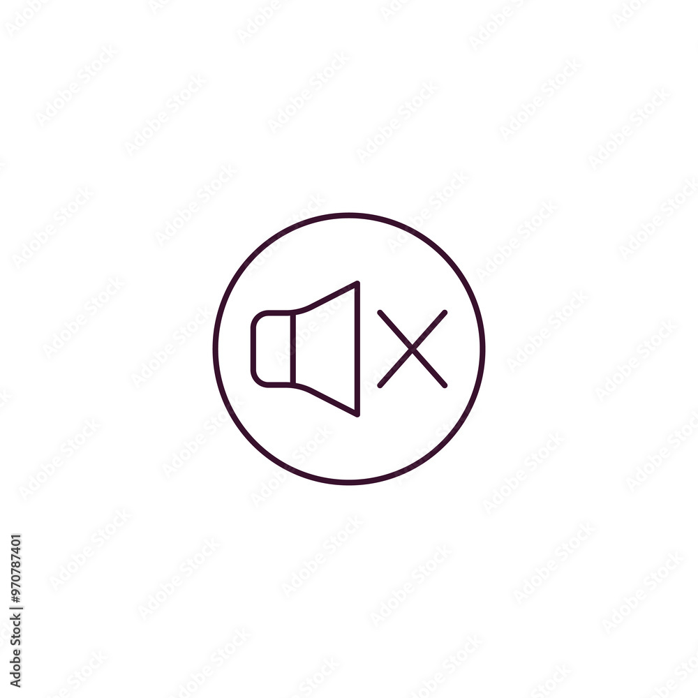 Poster no sound outline icon. linear vector from traffic signs concept. thin line no sound icon isolated on