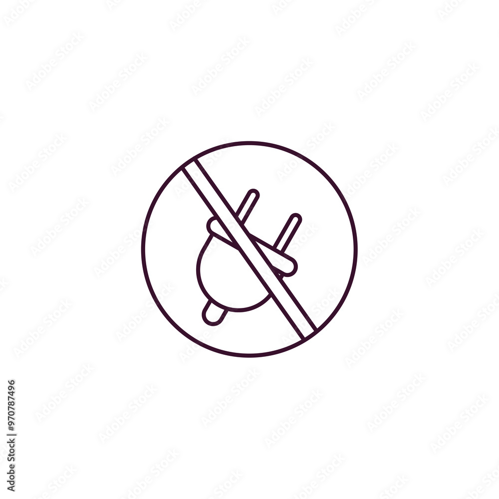 Poster no plug outline icon. linear vector from traffic signs concept. thin line no plug icon isolated on w