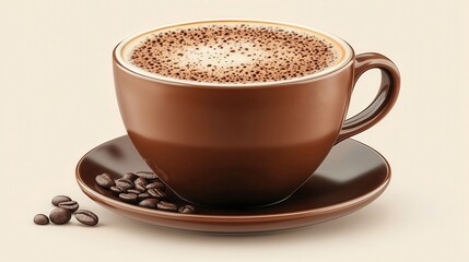 Fototapeta premium Cappuccino cup clipart, element, 3D illustration, realistic, isolated on white background