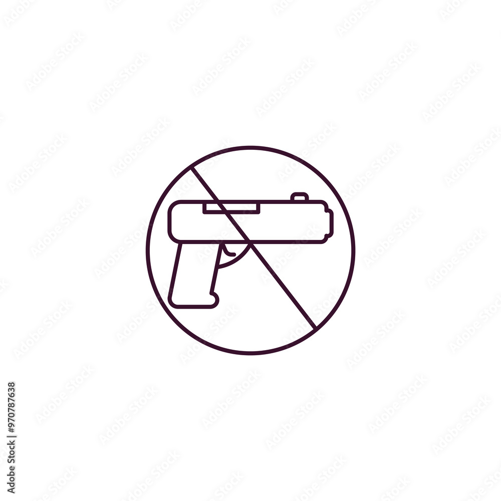 Poster no weapons outline icon. linear vector from traffic signs concept. thin line no weapons icon isolate