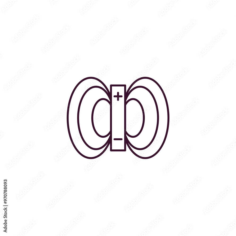 Poster magnetic field outline icon. linear vector from traffic signs concept. thin line magnetic field icon