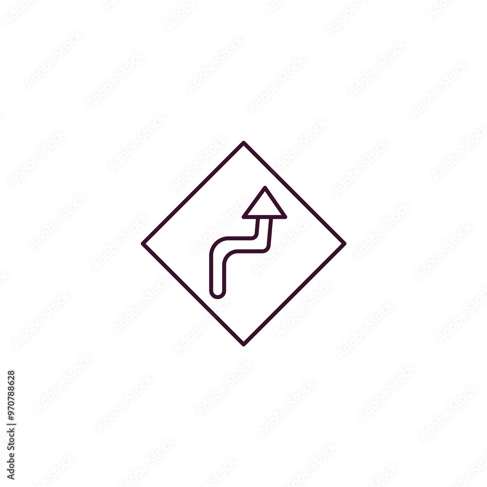 Poster curves sign outline icon. linear vector from traffic signs concept. thin line curves sign icon isola