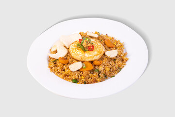 Fried Rice With egg on White Isolated Background