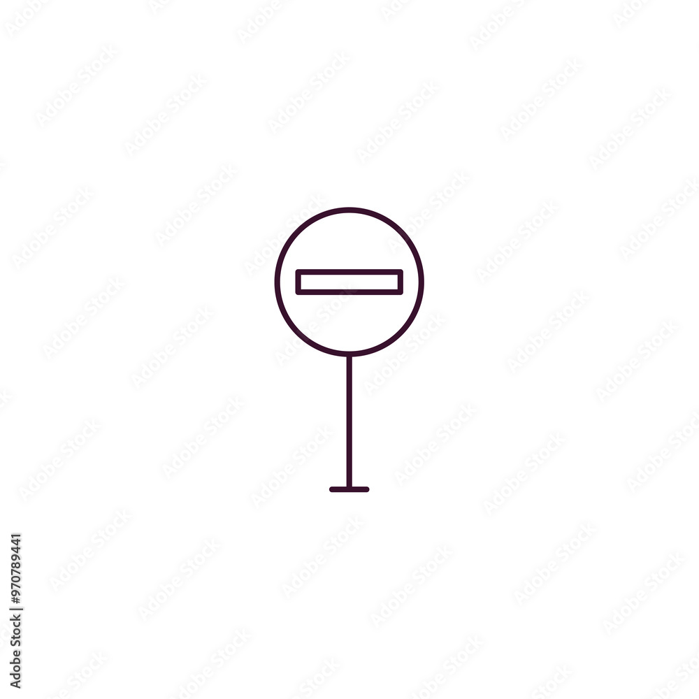 Poster prohibited way sign outline icon. linear vector from traffic signs concept. thin line prohibited way