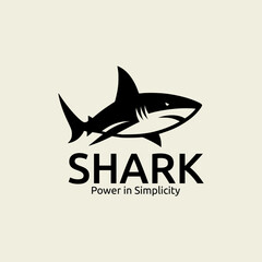 silhouette shark vector logo design template