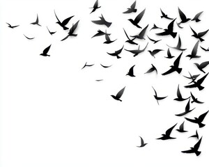 Fototapeta premium Flock of birds flying isolated, freedom, nature silhouette