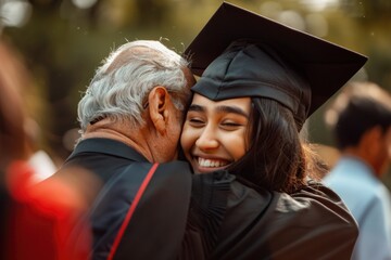 Fototapeta premium A moment of joy and accomplishment, perfect for congratulating new graduates on their achievements