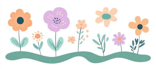 Obraz premium Made from plasticine, colorful flower on grass field