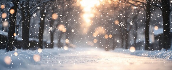 The Snowy Winter Evening Scene