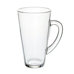 Empty glass mug with handle
