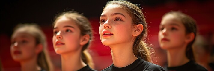 Young girls looking up with hopeful expressions