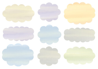 水彩風　シンプル　フレーム　ふきだし　セット