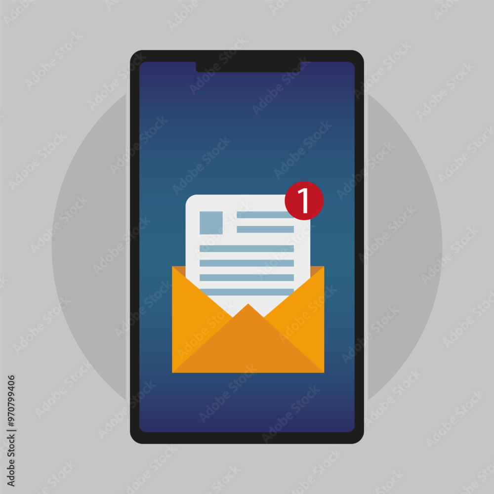 Aufkleber incoming message notification icon. new email alert. smartphone screen with envelope. bright notific