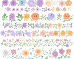 A mint and violet floral design with laurels and flower bunches