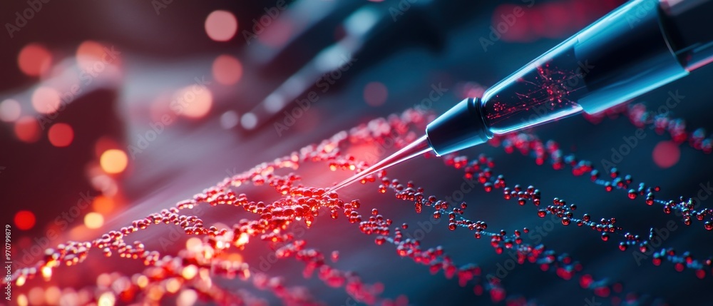 Poster close-up of a vibrant artistic illustration featuring a pen creating intricate patterns with glowing