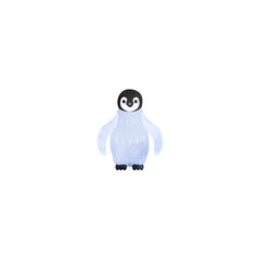 コウテイペンギンの雛。水彩風イラスト。 Emperor penguin chick. Watercolor style illustration.