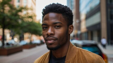 Portrait of handsome young black man outdoor