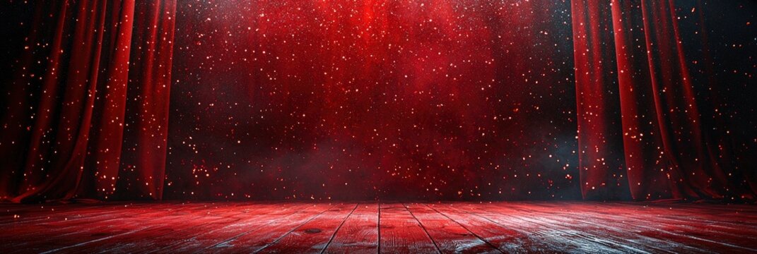 Red Curtain Stage with Fog and Lights