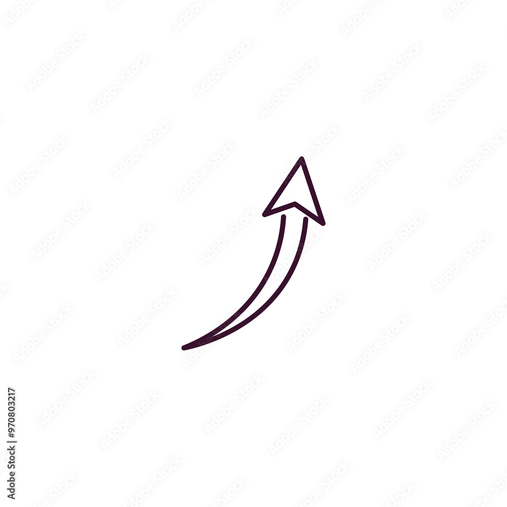Poster curved up arrow outline icon. linear vector from user interface concept. thin line curved up arrow i