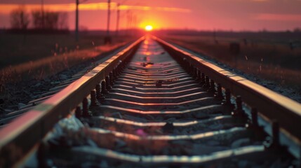 Fototapeta premium railway track in the sunset