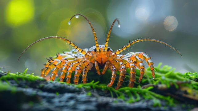 captures an unusual, alien-like insect with exaggeratedly long antennae and legs,