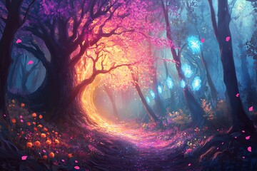 magic forest in the night