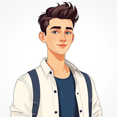 Half body cartoon character design of a young man