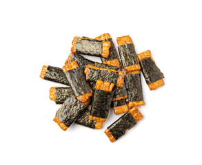 Senbei isolated, kaki no tane rice crackers, japanese crispy snack, sembei, okaki with wasabi, nori