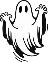 Illustration of a pattern ghost. Minimalist black and white ghost