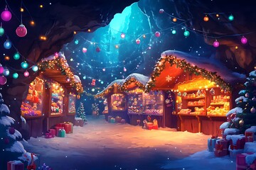 Obraz premium An alleyway where Christmas is being celebrated