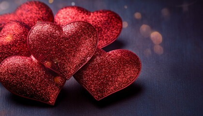 Obraz premium Red Glitter Hearts Love Decoration
