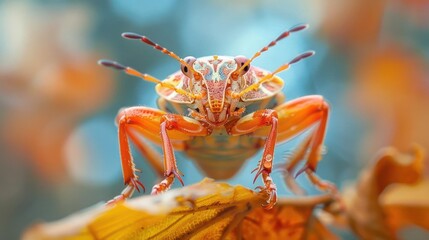 A close-up photograph of a colorful insect, possibly an Asian ladybug or similar species,