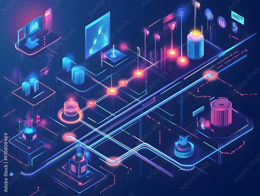 Aufkleber futuristic digital data infographic visualization featuring interconnected networks,intelligent syst