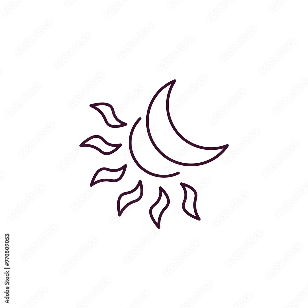 Poster eclipse outline icon. linear vector from weather concept. thin line eclipse icon isolated on white b