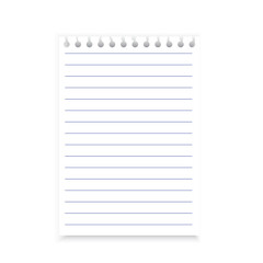 Lined notebook page. Spiral bound sheet. Simple ruled paper. White background.
