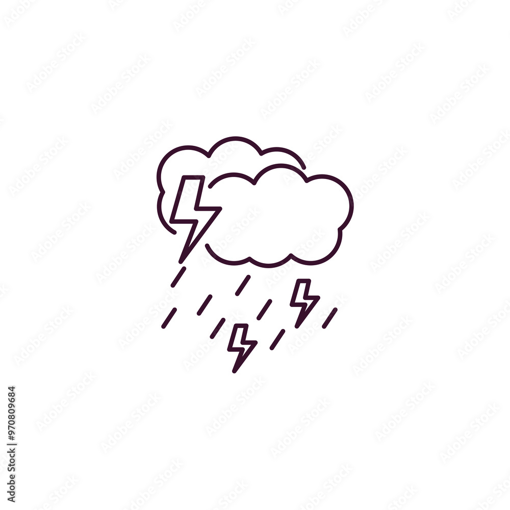 Poster rainfall outline icon. linear vector from weather concept. thin line rainfall icon isolated on white