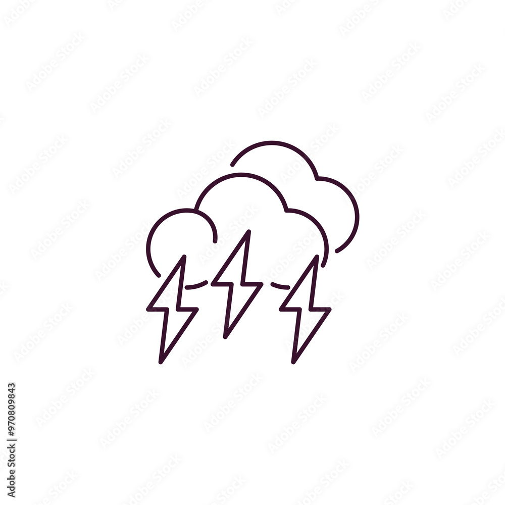Poster stormy outline icon. linear vector from weather concept. thin line stormy icon isolated on white bac