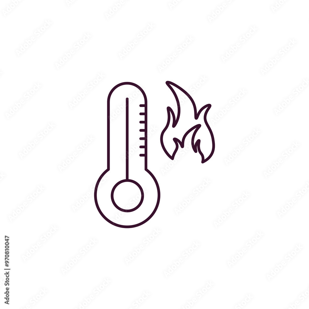 Poster warm outline icon. linear vector from weather concept. thin line warm icon isolated on white backgro