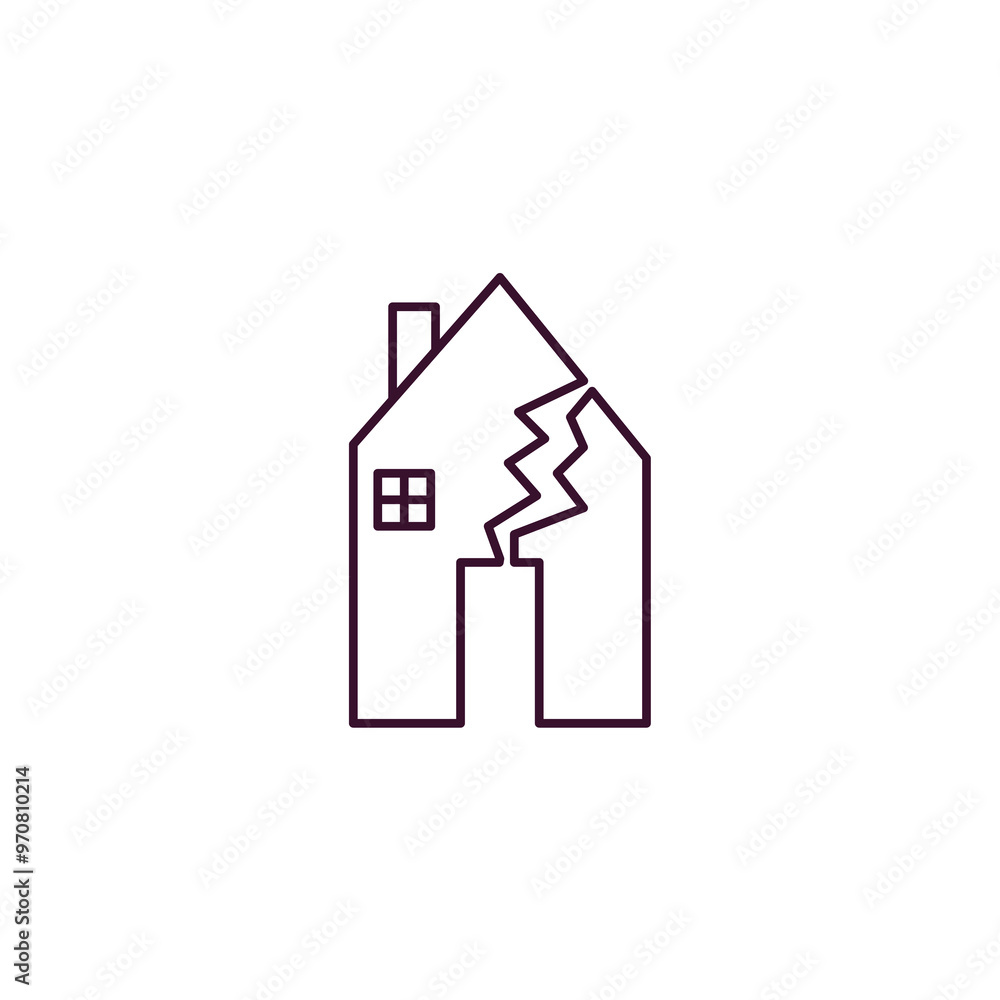 Poster earthquake outline icon. linear vector from weather concept. thin line earthquake icon isolated on w