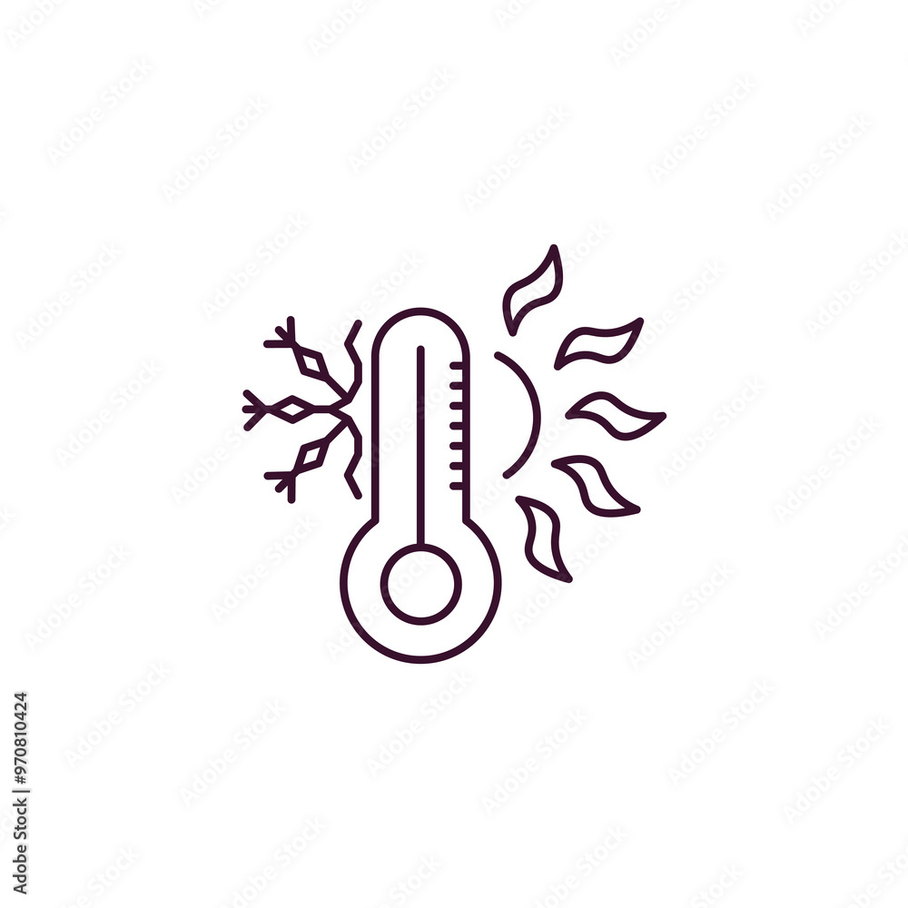 Poster temperature outline icon. linear vector from weather concept. thin line temperature icon isolated on